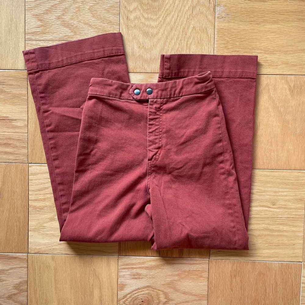 Wide leg cropped red pants